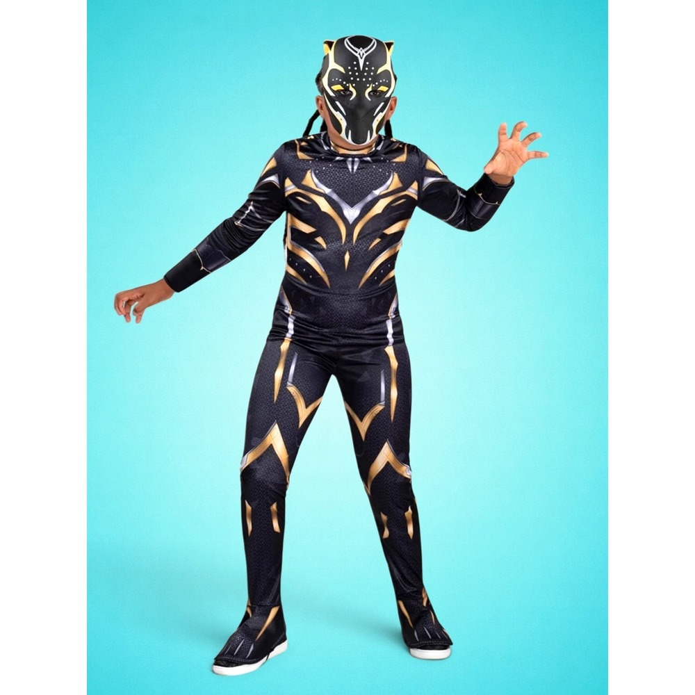 New kids' Marvel Black Panther Wakanda Forever costume, size medium 8-10.